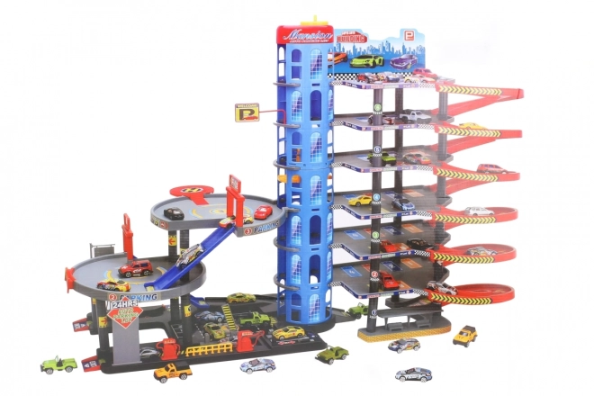 Toy Garage with Cars and Helipad