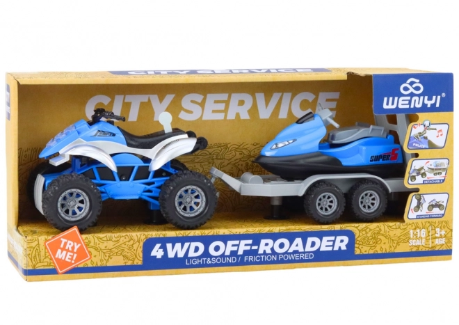 Quad with Boat Trailer and Jet Ski