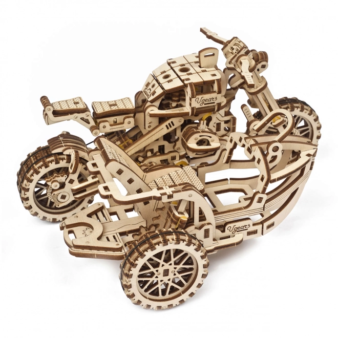 Ugears 3D Wooden Mechanical Puzzle Motorcycle with Sidecar