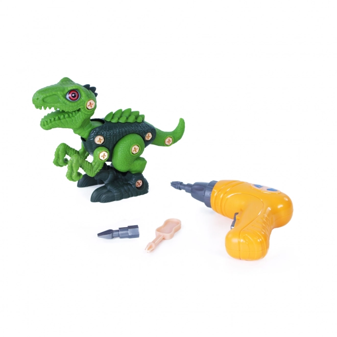 Screwable Velociraptor Dinosaur with Battery-Powered Screwdriver