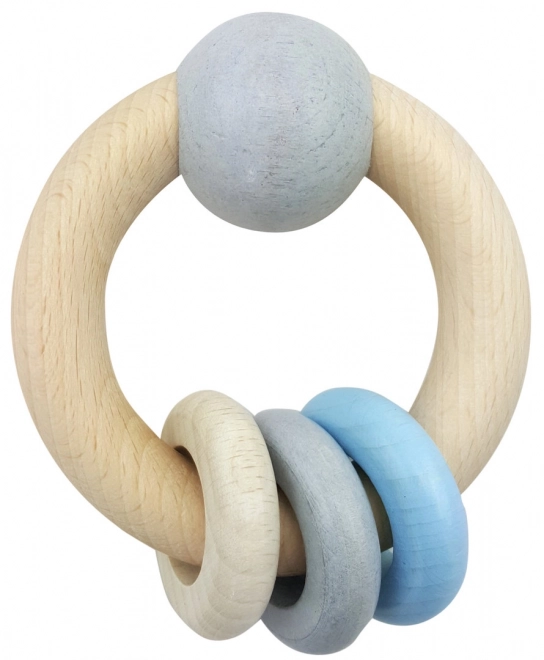 Wooden Baby Rattle with Ball and Rings