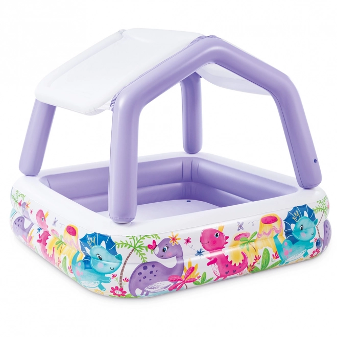 Inflatable pool with canopy for children intex dino