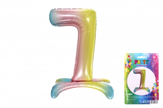 Inflatable Number 7 Balloon - Rainbow