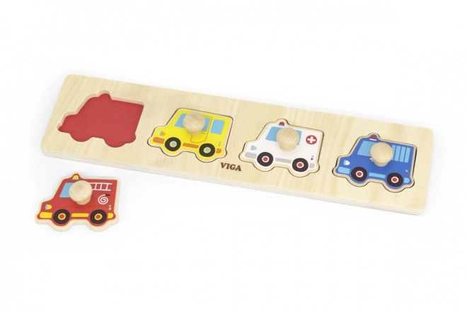 Wooden Rescue Vehicles Puzzle