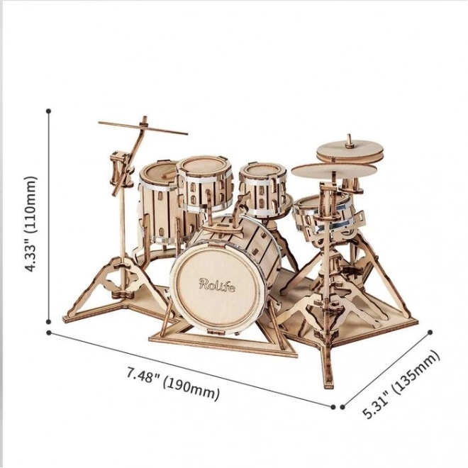 3D Wooden Puzzle Drum Set