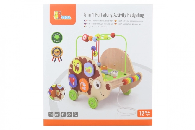 Wooden Pull-Along Hedgehog with Activities 5-in-1