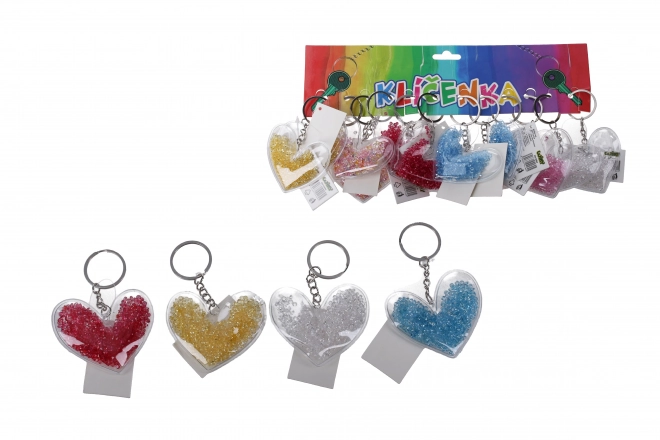 Heart Shaped Keychain with Colorful Stones