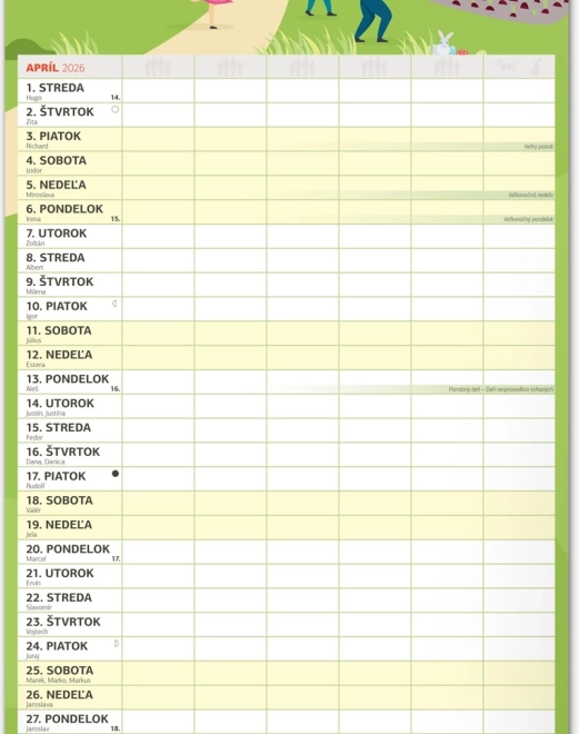 Calendrier mural Planificateur familial XXL 2026