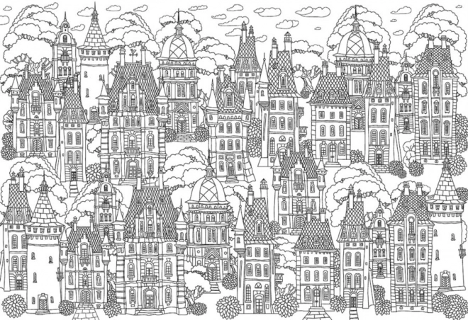 Color Me Puzzle City Houses 300 Pieces with Hanging Set