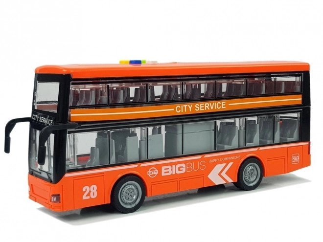 Double Decker Bus with Friction Drive Sound Lights 1:16 Orange