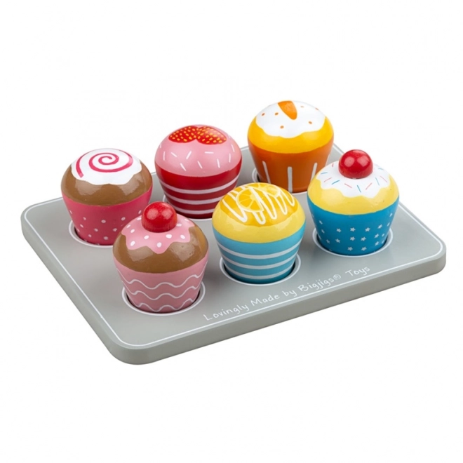 Wooden Colorful Muffins with Tray