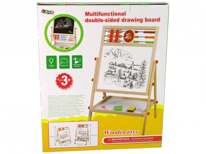 Two-Sided Wooden Educational Board with Abacus and Marker