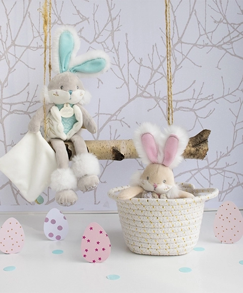 Plush Bunny Gift Set with Blanket Turquoise