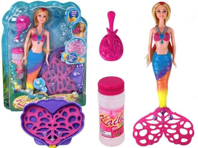 Rainbow Mermaid Doll with Magical Bubble Tail