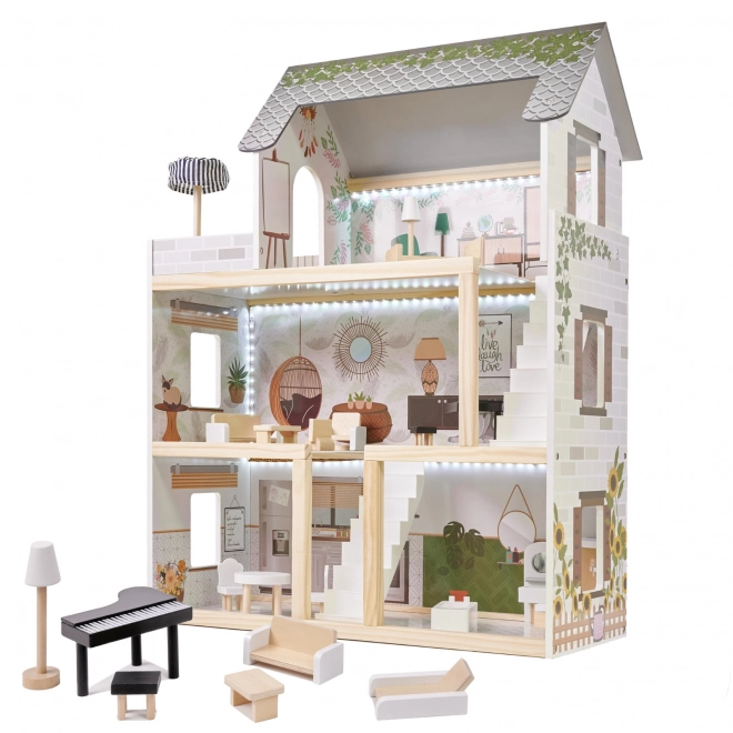 Wooden Dollhouse Floro Boho LED 78cm