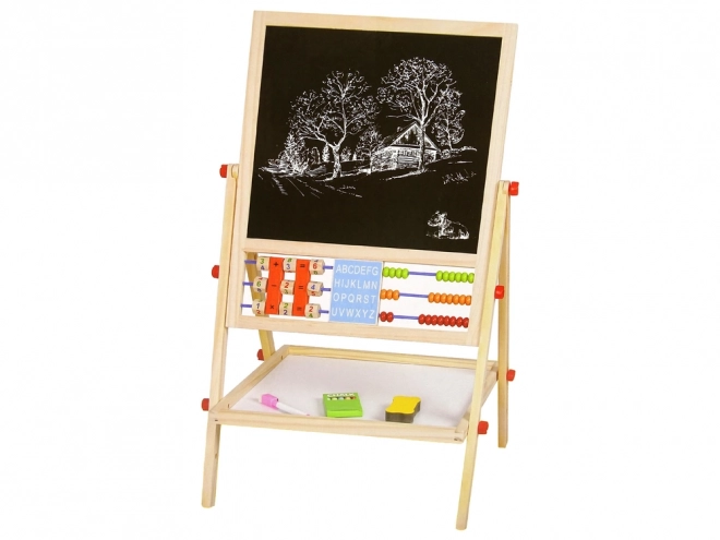 Two-Sided Wooden Educational Board with Abacus and Marker