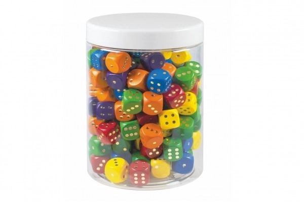 Colorful Wooden Dice Set - 150 Pieces in Plastic Jar