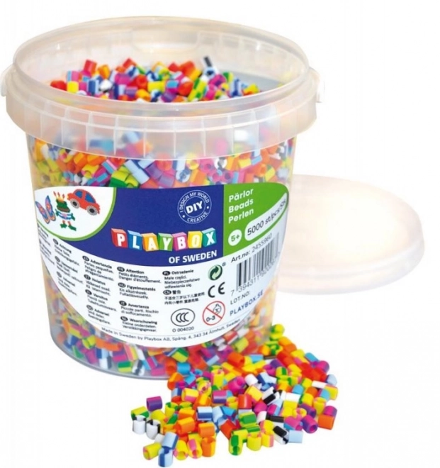 Playbox Iron-on Beads in Bucket - Striped 5000 pcs