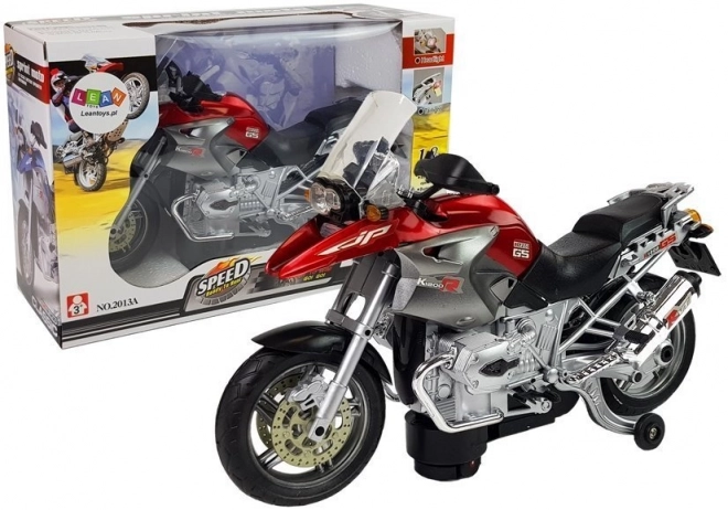 Red Battery-Powered Motorcycle Toy with Lights and Music