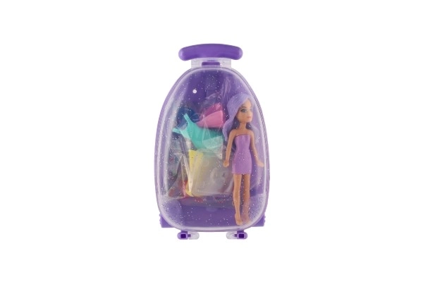 Doll with Accessories in Plastic Suitcase