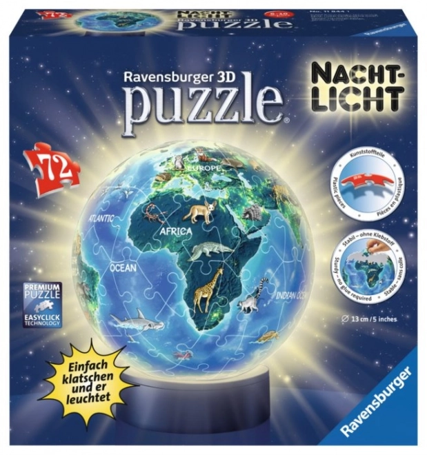 Ravensburger 3D Globe Puzzle with Light 72 Pieces