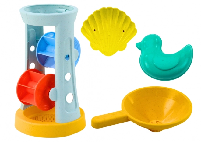 Sand Toys Set with Mill, Rake, Shovel, and Molds