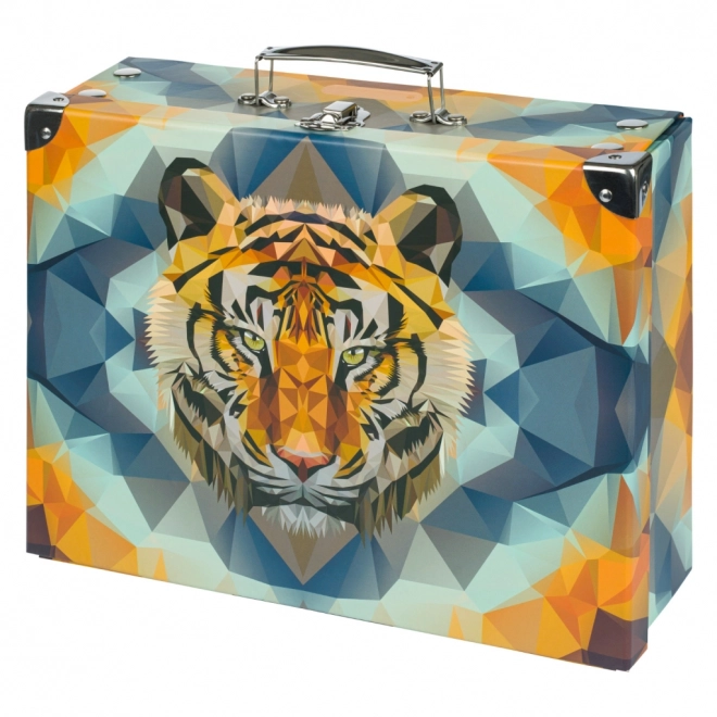 Foldable School Suitcase Tiger with Metal Fittings