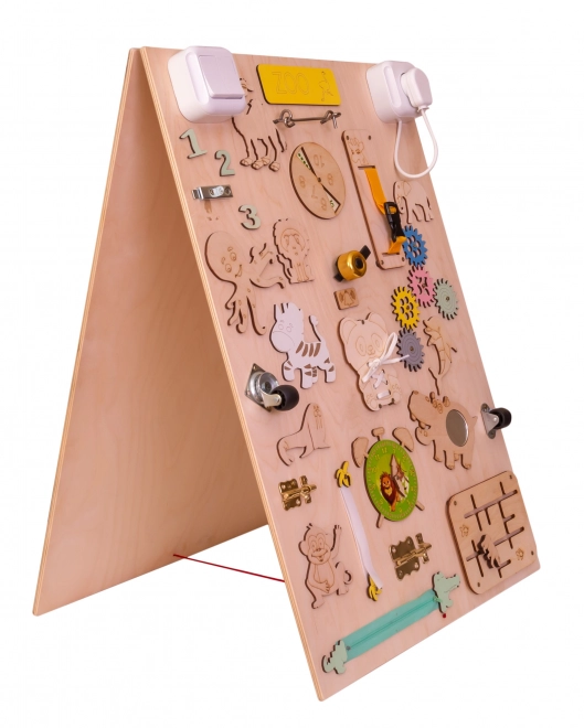 Double-Sided Wooden Manipulative Board Zoo Animals