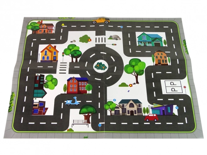 Toy Car Set with Traffic Lights and Road Signs