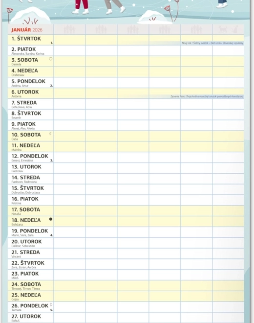 Calendrier mural Planificateur familial XXL 2026