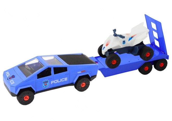 Modern Car Set with Quad and Trailer DIY Blue