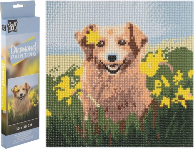 Diamond Painting Dog in Daffodils