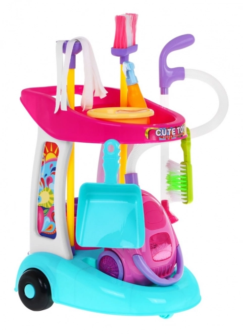 Large Cleaning Cart Toy Set with Interactive Vacuum for Kids 3+