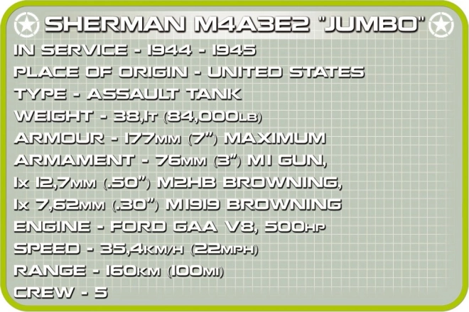 Sherman M4A3E2 Jumbo Tank Building Set