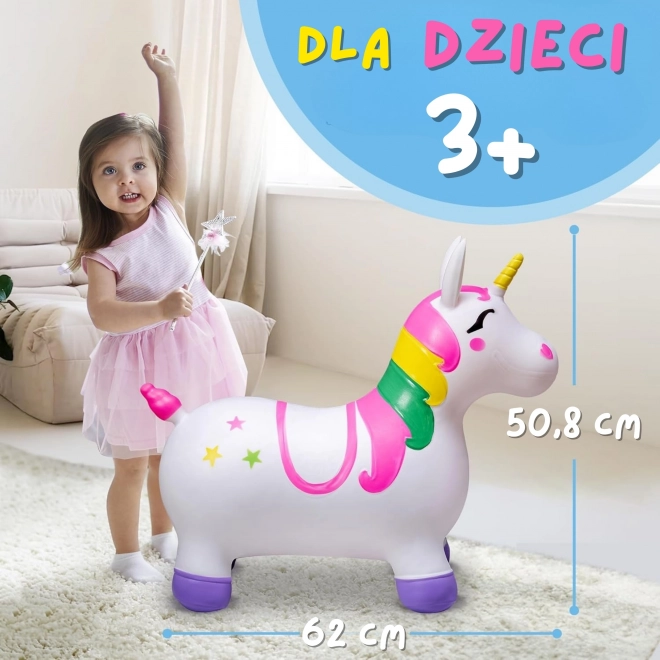 Bijeli skakući jednorog s pumpom Woopie