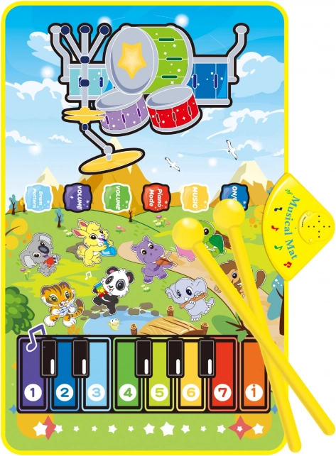 Woopie Musikalische Matte Tiere Interaktives Klavier und Schlagzeug 2in1