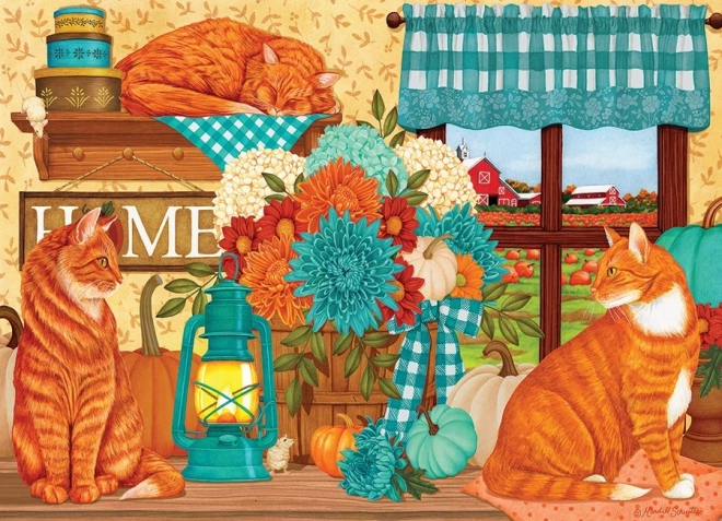 Cobble Hill Cats in Pumpkin Color 500 Piece Puzzle