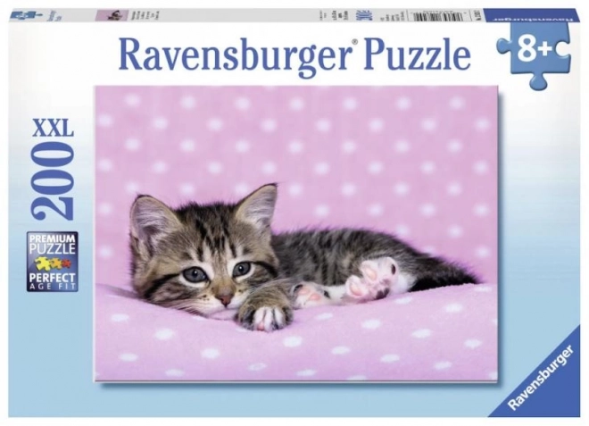 Cute Kitten on Pink Blanket Puzzle