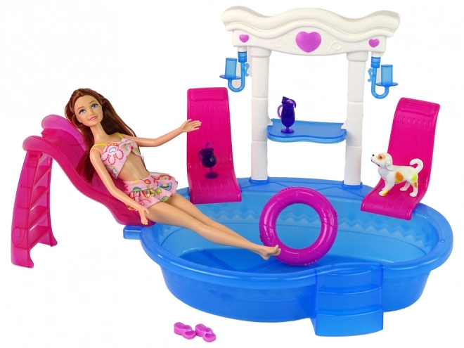 Children's Doll Playset with Pool and Slide