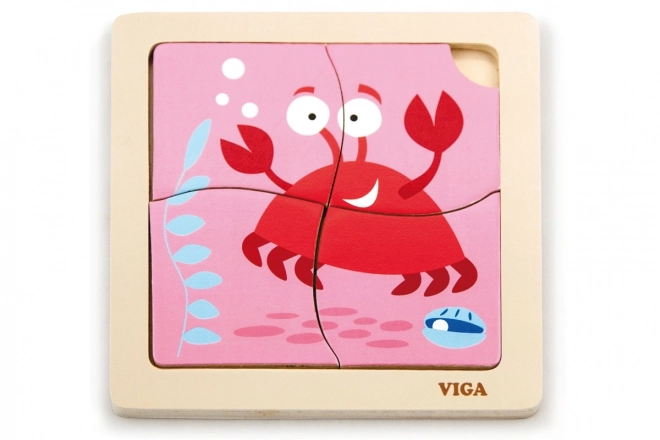 Drevené Puzzle Krab pre Najmenších