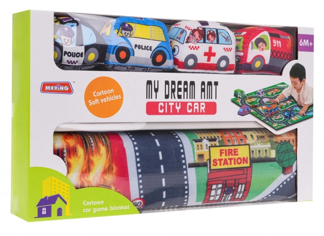 City Mat with Fire Station and Soft Car Set