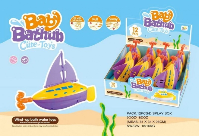 Wind-up Boat with Anchor for Water