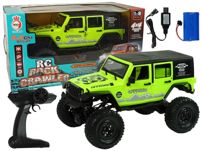 Remote Control Off-Road Rock Crawler with Green Shock Absorbers 4x4