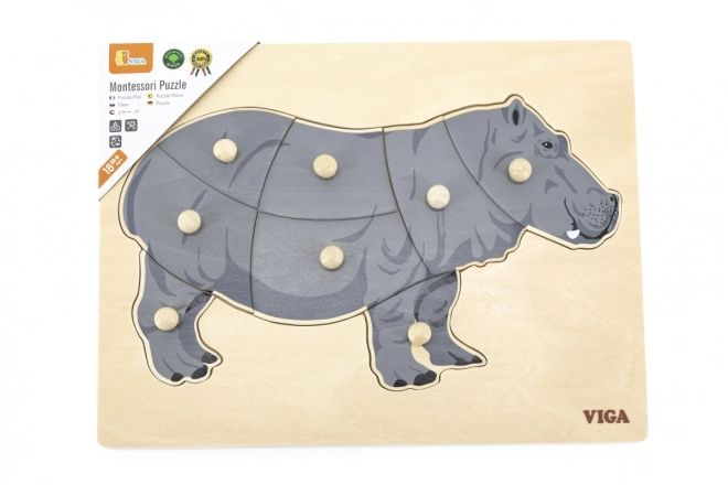 Wooden Montessori Puzzle - Hippo