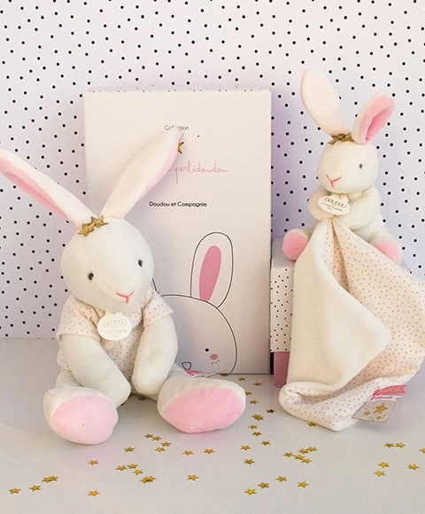 Doudou Gift Set - Plush Pink Bunny - Star 25 cm