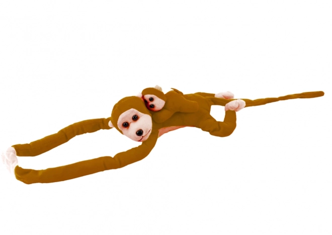 Plush Monkey Toy with Baby, Dark Brown, 90 cm