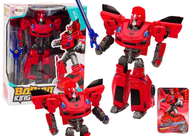 2-in-1 Red Transforming Sports Car and Robot