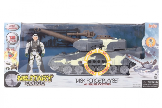 Military Toy Set with Battery-Operated Tank