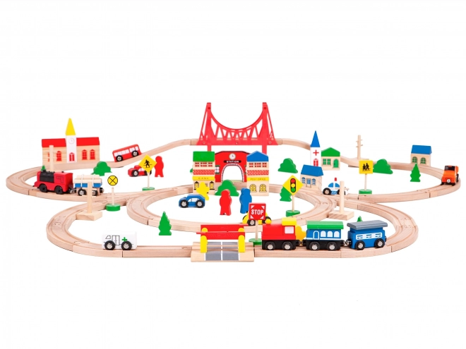 EcoToys Wooden Battery-Operated Train Set