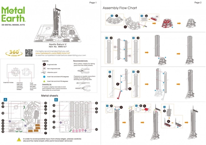 Metal Earth 3D Puzzle Apollo Saturn V with Launchpad